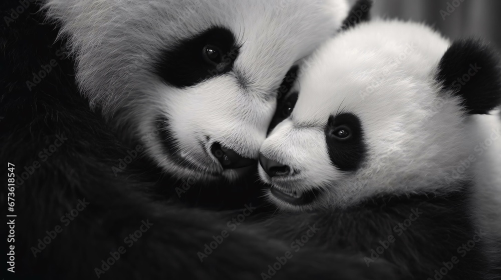 Fototapeta premium a pair of pandas cuddling