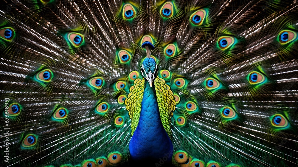Fototapeta premium a peacock with its feathers spread