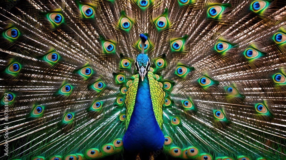 Fototapeta premium a peacock with its feathers spread