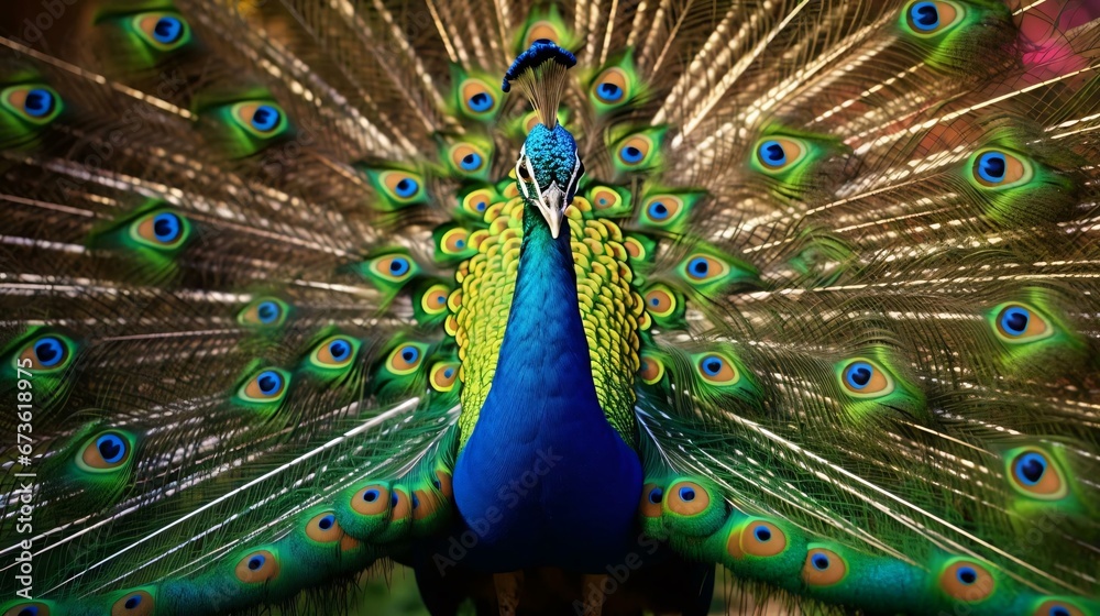 Obraz premium a peacock with its feathers spread