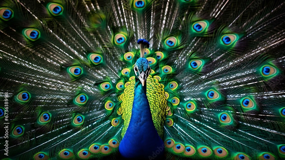 Fototapeta premium a peacock with its feathers spread