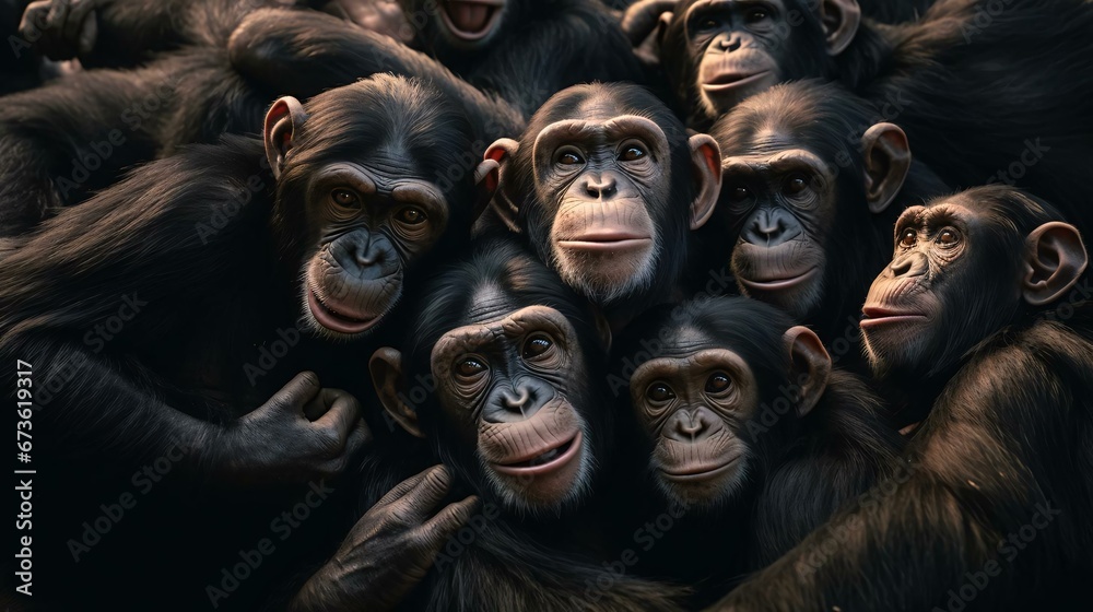 a group of monkeys - obrazy, fototapety, plakaty 