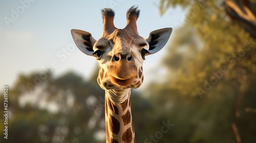 a giraffe with a tree in the background © KWY