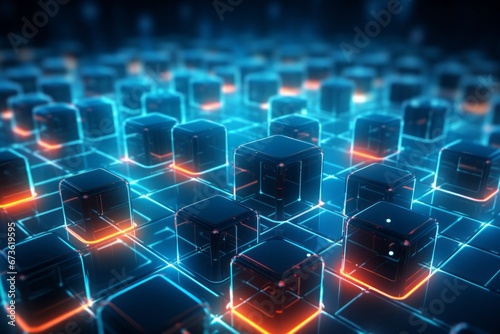 A futuristic data storage concept with glowing data cubes