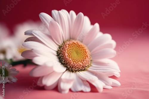 White daisy flower on a pink background