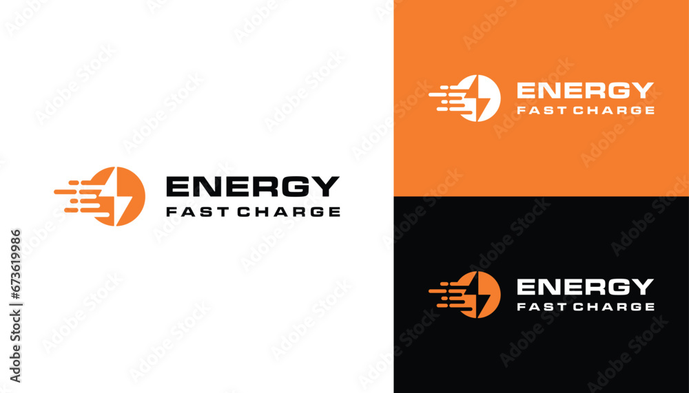 Simple monogram lightning energy symbol with speed circle rotation for business logo design. - obrazy, fototapety, plakaty 