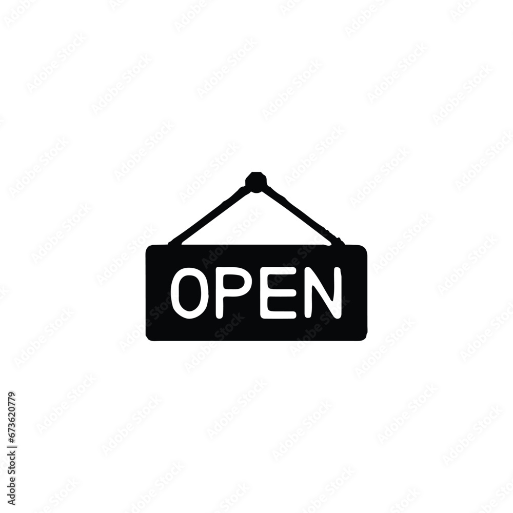 Open icon. Simple style company poster background symbol. Open brand logo design element. Open t-shirt printing. Vector for sticker. Open icon. Simple style company poster background symbol. Open brand logo design element. Open t-shirt printing. Vector for sticker.