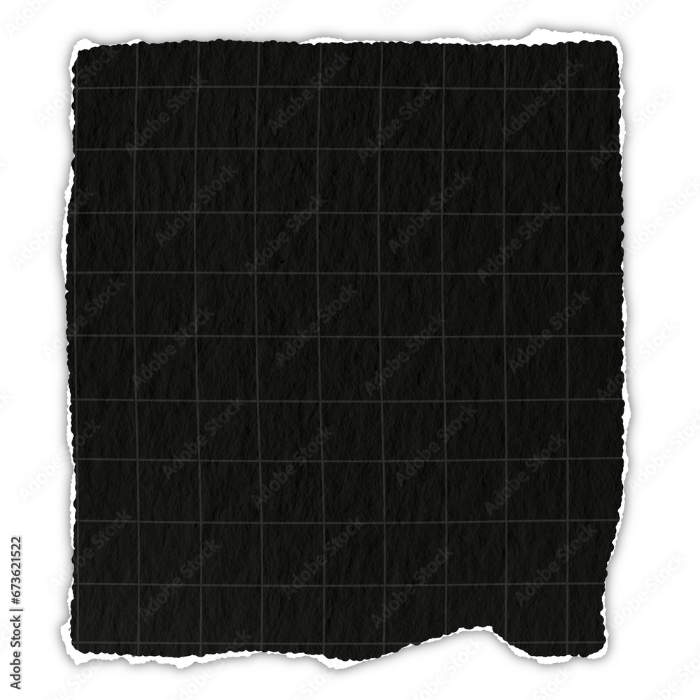 grid black paper lines Graph ripped message torn paper edge sheet strip page header decoration collage for message note page or banner cardboard blank memo - obrazy, fototapety, plakaty 
