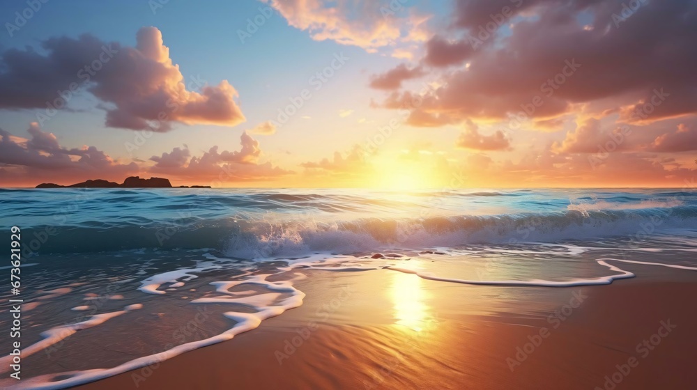 a beach with waves crashing on it