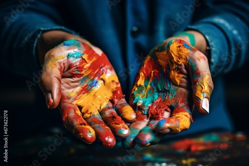 A close up of hands engaging in art therapy, a creative outlet for expressing emotions and managing Stills Disease challenges