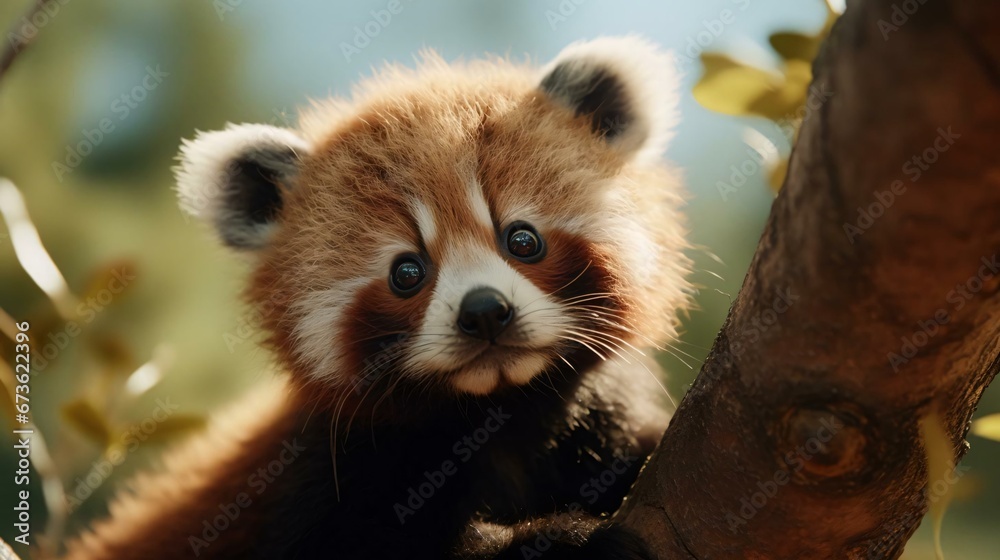Fototapeta premium a red panda in a tree