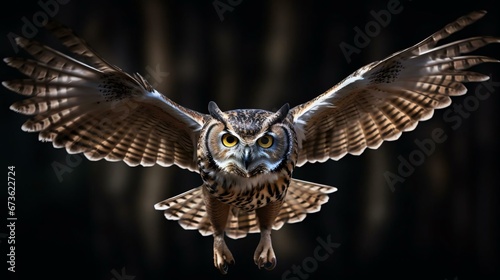 an owl flying in the sky