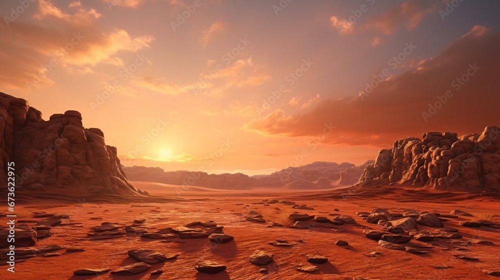 Naklejka premium a rocky beach with a sunset