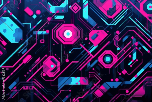 Abstract cyberpunk pattern with a futuristic and high tech appeal
