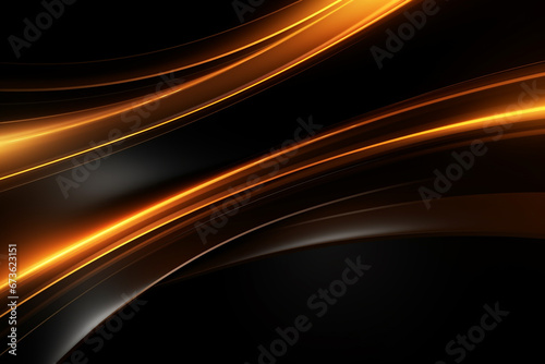 An Abstract Digital Wallpaper in 3D Rendering. Golden Neon Lines Ascending Gracefully Over a Stylish Black Background Radiant Elegance