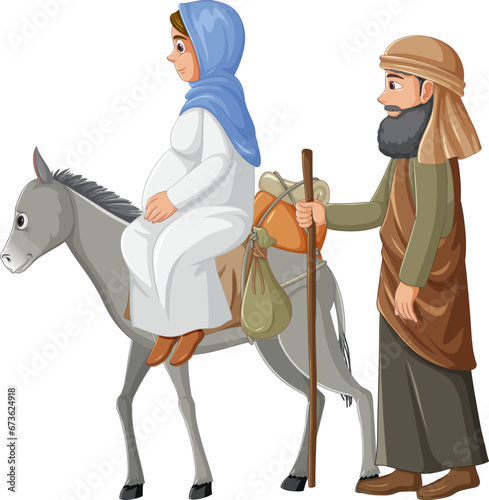 Ancient Israel: Nativity of Jesus Cartoon Illustration