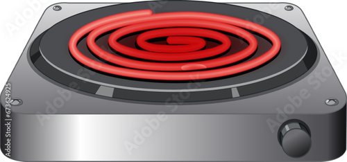 Isolated Cartoon of Electric Coil Stove