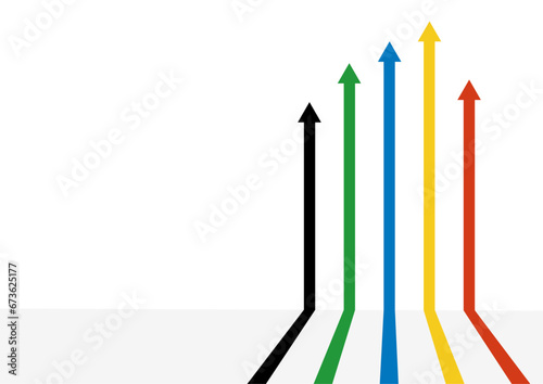成績の上昇を示すグラフの背景フレーム。立体的な矢印が上に伸びるデザイン。 photo