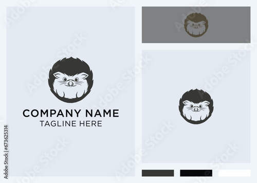 Solid color wild porcupine vector logo template