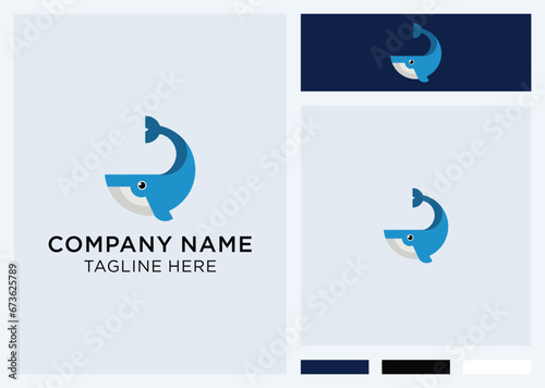 Solid color wild whale vector logo template
