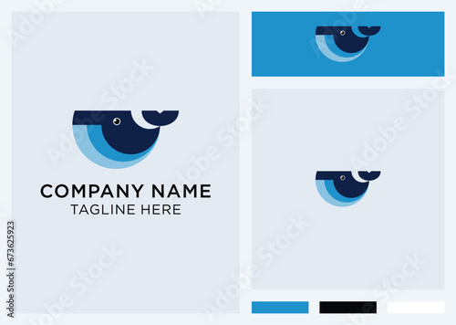 Solid color wild whale vector logo template
