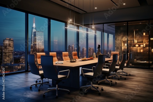 Executive meeting room with a city view and high end furnishings