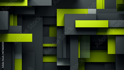 Contrasting and Bold Charcoal Gray and Lime Green Abstract Pattern
