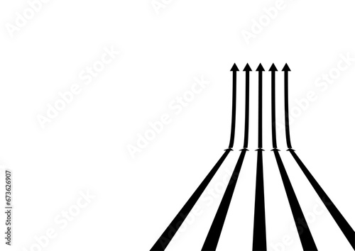 加速的に成長する矢印グラフの背景。立体的な空間グラフィック。