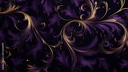 Dark Purple and Gold Abstract Pattern Wallpaper Elegant