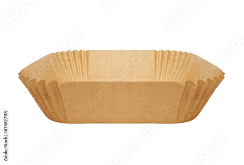 Disposable wax paper for your fryer isolated on white background with clipping path. Air fryer paper liner, front view close up. photo