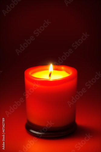 red candle in the dark