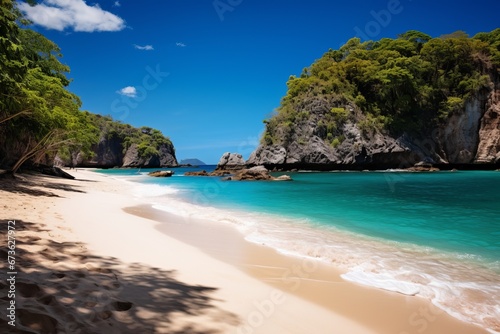 Secluded beach with turquoise waters and pristine sands  a hidden natural paradise