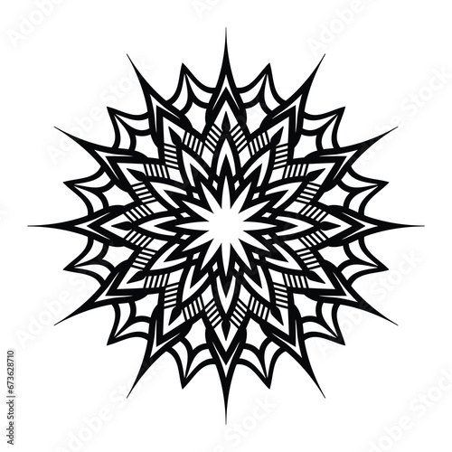 hand-drawn lotus flower mandala art style with creative black and white background vector in abstract luxury