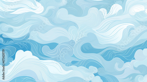 Sky Blue and White Abstract Pattern Wallpaper