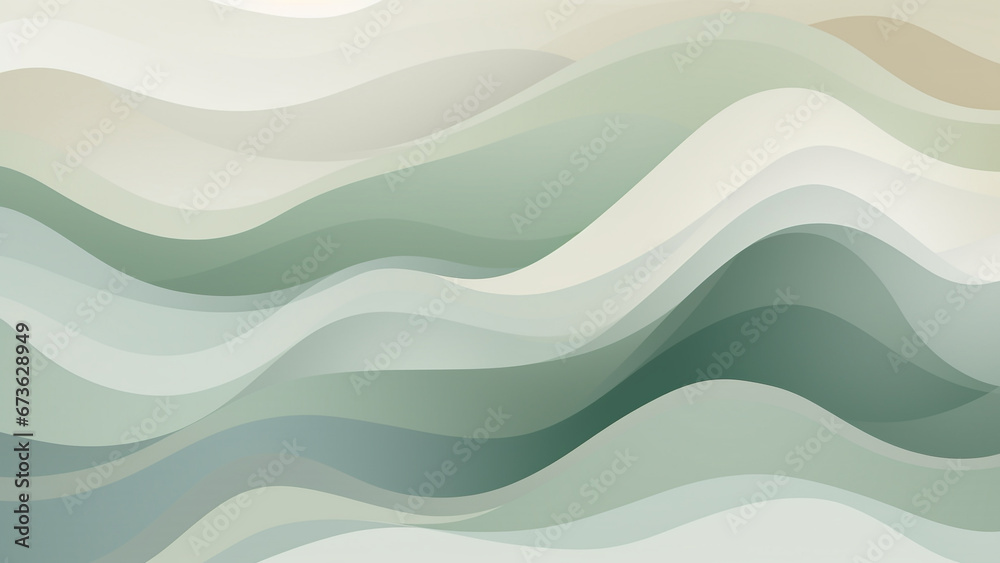 Muted Beige and Sage Green Abstract Pattern Wallpaper