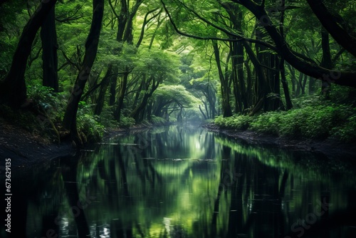 Verdant forest and still waters reflecting the surrounding beauty © KerXing
