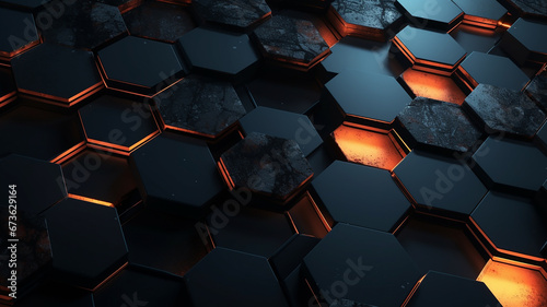 Dark hexagons, illustration.