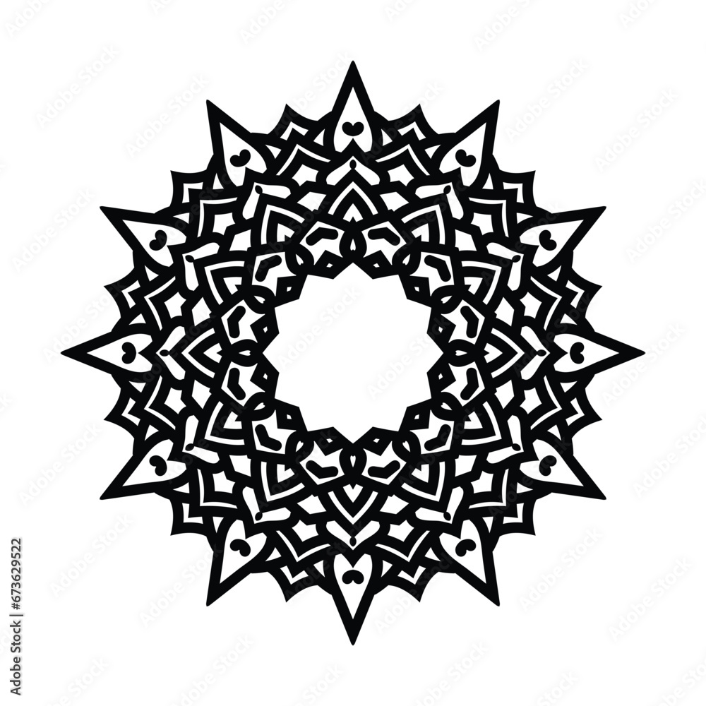 abstract luxury new lotus mandala art style with creative black and white color background design vector