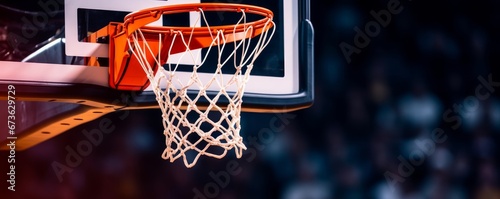 basketball game ball in hoop, Generative AI © Picture Perfect