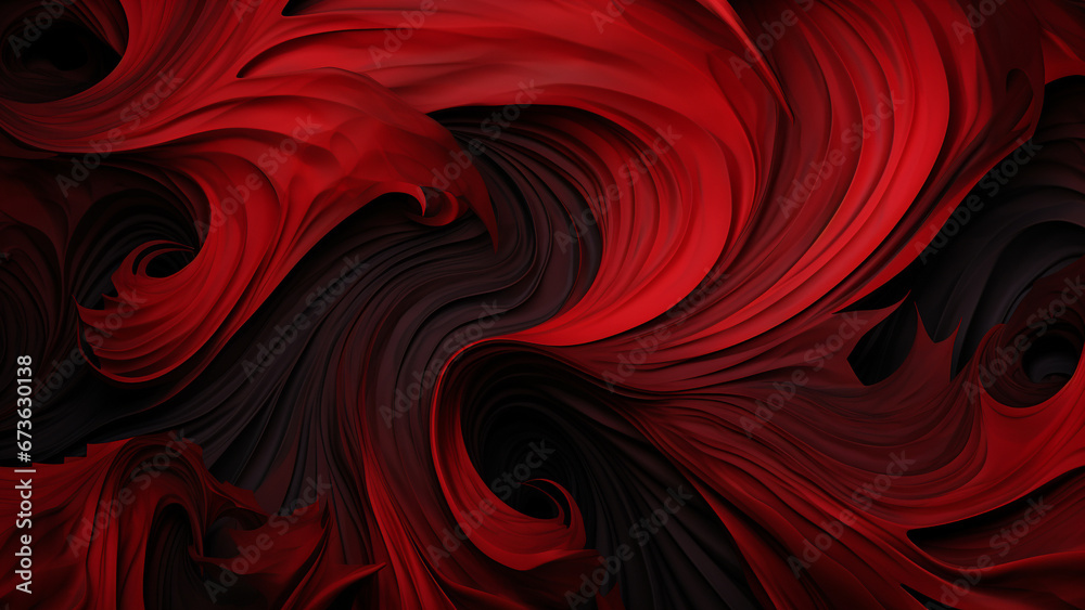 Dramatic and Bold Ruby Red and Black Abstract Pattern