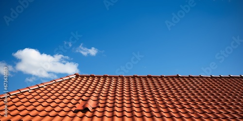 new red tiles roof and blue sky, Generative AI © Picture Perfect