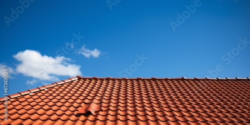 new red tiles roof and blue sky, Generative AI