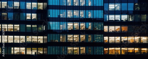 business office windows at night Corporate building London City England, Generative AI