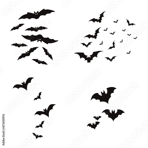 Collection of Different Halloween Bat Silhouette. Vector Illustration. © Denu Studios
