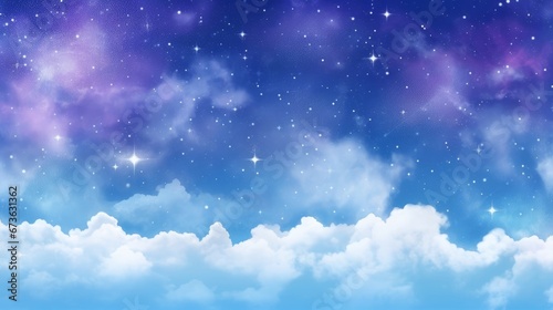 Shining starry sky Universe Fluffy clouds Handwritten background texture material  Generative AI