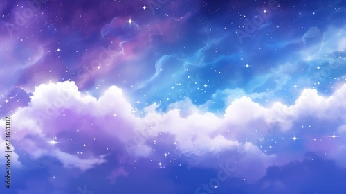 Shining starry sky Universe Fluffy clouds Handwritten background texture material, Generative AI