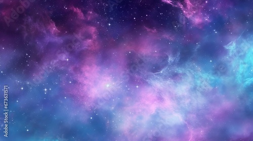 Fantasy starry sky background material neon nebula fairy tale, Generative AI