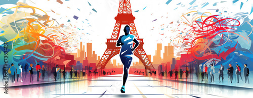 olympic games Paris 2024 illustration, AI generated photo