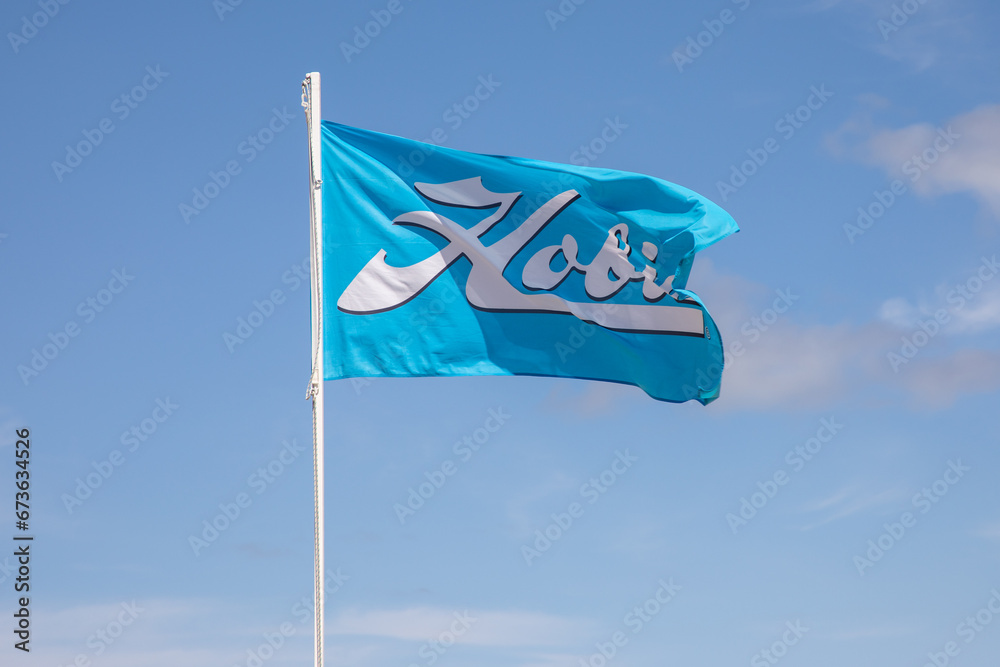 hobie flag logo brand and text sign MirageDrive kayaks paddle kayaks