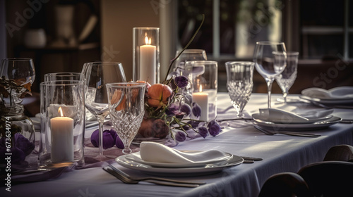 table with silverware  in the style of a clear and crisp  festive atmosphere